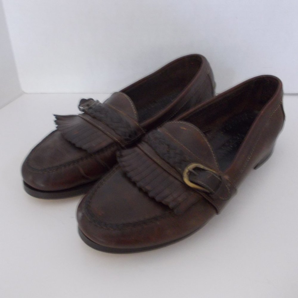 Cole Haan Country Loafers Size 10 Slip Ons Fringe Buckle